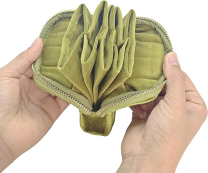 Small Travel Jewelry Case - Jewelry Travel Organizer Bag with Tassel Zipper for Bracelets, Necklaces, Bangles, Jewelry Organizer Storage Bag Gift for Women Girls - LJB001-Olive Green