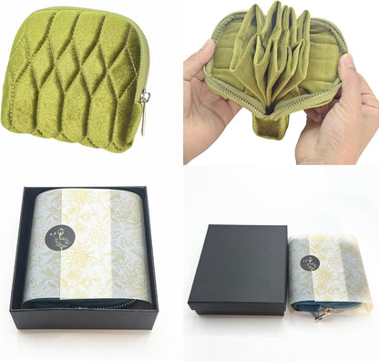 Small Travel Jewelry Case - Jewelry Travel Organizer Bag with Tassel Zipper for Bracelets, Necklaces, Bangles, Jewelry Organizer Storage Bag Gift for Women Girls - LJB001-Olive Green