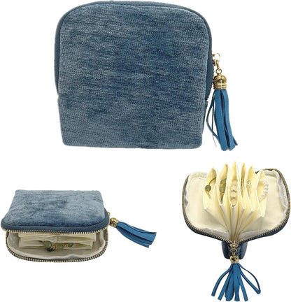 Small Travel Jewelry Case - Jewelry Travel Organizer Bag with Tassel Zipper for Bracelets, Necklaces, Bangles, Jewelry Organizer Storage Bag Gift for Women Girls - LJB001-Olive Green