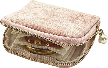 Small Travel Jewelry Case - Jewelry Travel Organizer Bag with Tassel Zipper for Bracelets, Necklaces, Bangles, Jewelry Organizer Storage Bag Gift for Women Girls - LJB001-Olive Green
