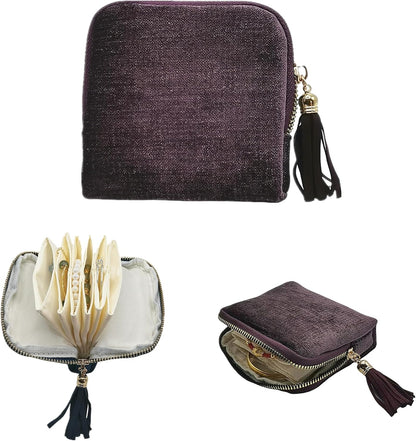 Small Travel Jewelry Case - Jewelry Travel Organizer Bag with Tassel Zipper for Bracelets, Necklaces, Bangles, Jewelry Organizer Storage Bag Gift for Women Girls - LJB001-Olive Green