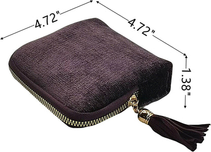Small Travel Jewelry Case - Jewelry Travel Organizer Bag with Tassel Zipper for Bracelets, Necklaces, Bangles, Jewelry Organizer Storage Bag Gift for Women Girls - LJB001-Olive Green