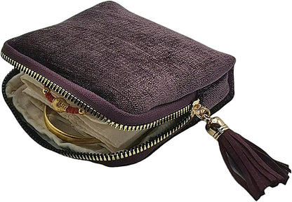 Small Travel Jewelry Case - Jewelry Travel Organizer Bag with Tassel Zipper for Bracelets, Necklaces, Bangles, Jewelry Organizer Storage Bag Gift for Women Girls - LJB001-Olive Green