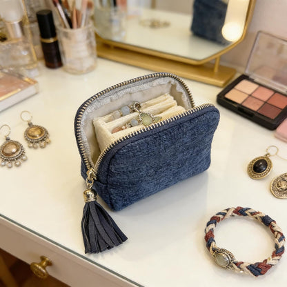 Small Travel Jewelry Case - Jewelry Travel Organizer Bag with Tassel Zipper for Bracelets, Necklaces, Bangles, Jewelry Organizer Storage Bag Gift for Women Girls - LJB001-Olive Green