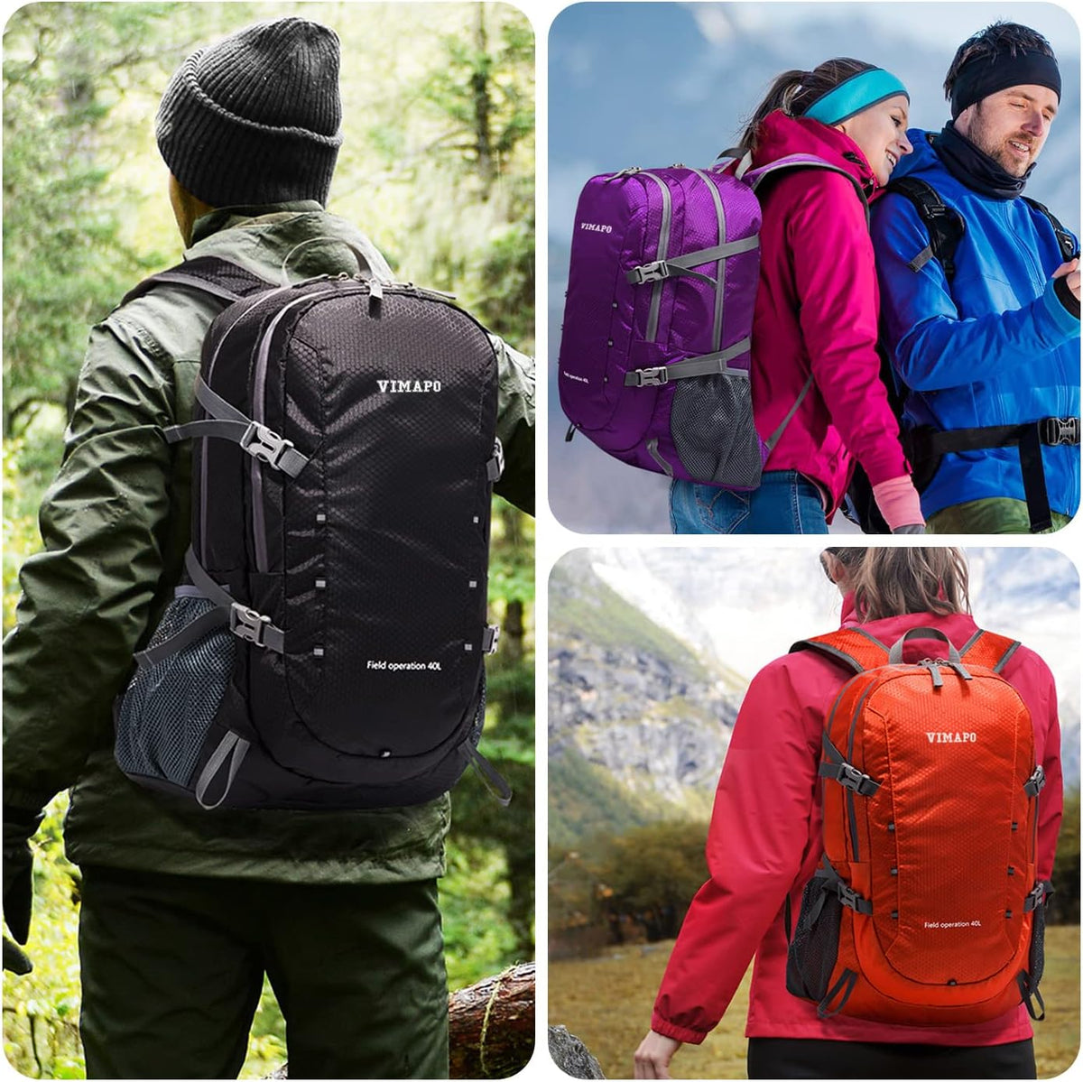 Lightweight Foldable Hiking Backpack 40L, Ripstop Nylon Packable Travel Daypack, Collapsible Backpack For Traveling Hiking Camping Touring(Orange)
