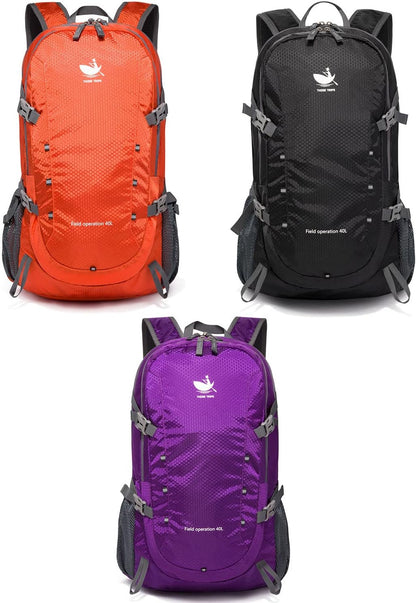 Lightweight Foldable Hiking Backpack 40L, Ripstop Nylon Packable Travel Daypack, Collapsible Backpack For Traveling Hiking Camping Touring(Orange)