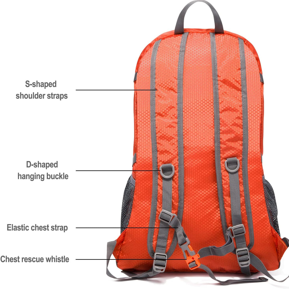 Lightweight Foldable Hiking Backpack 40L, Ripstop Nylon Packable Travel Daypack, Collapsible Backpack For Traveling Hiking Camping Touring(Orange)
