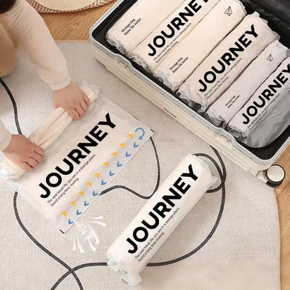 2pcs Transparent Hand-Roll Travel Compression Bags, No Pump or Vacuum Needed, Space Saver Storage Bags - 40 * 55CM
