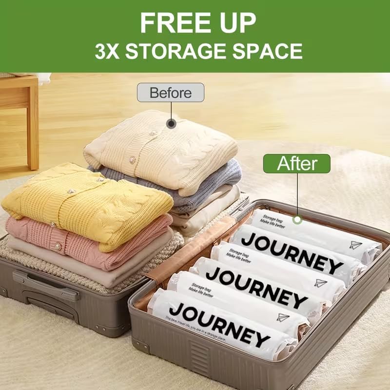 2pcs Transparent Hand-Roll Travel Compression Bags, No Pump or Vacuum Needed, Space Saver Storage Bags - 40 * 55CM