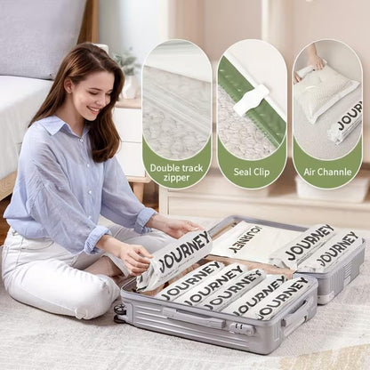 2pcs Transparent Hand-Roll Travel Compression Bags, No Pump or Vacuum Needed, Space Saver Storage Bags - 40 * 55CM