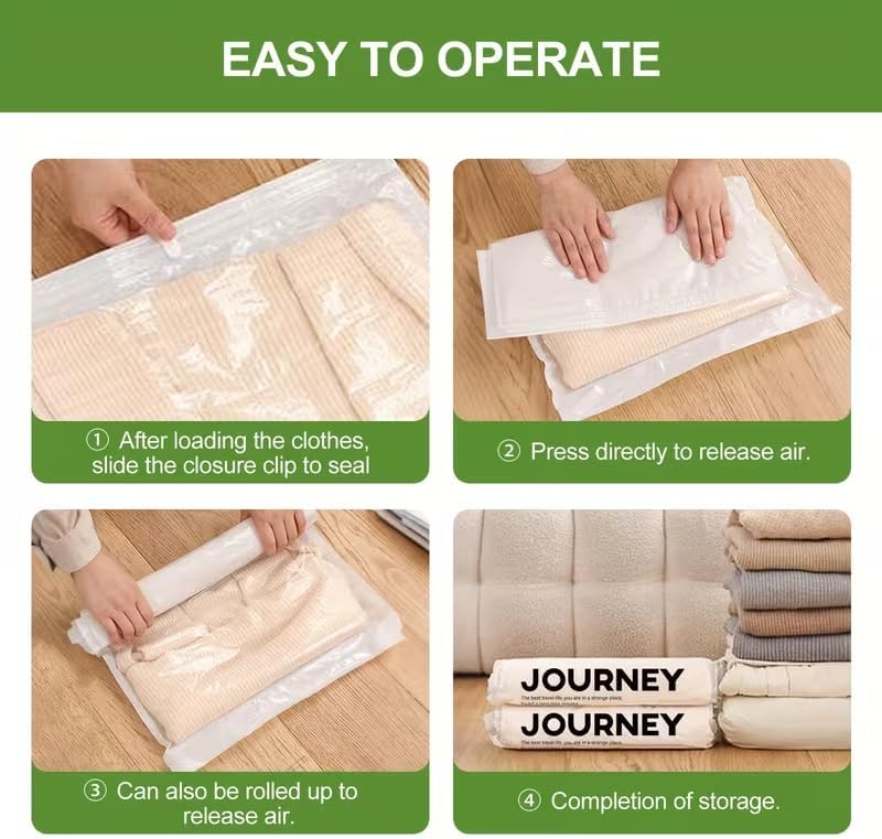 2pcs Transparent Hand-Roll Travel Compression Bags, No Pump or Vacuum Needed, Space Saver Storage Bags - 40 * 55CM