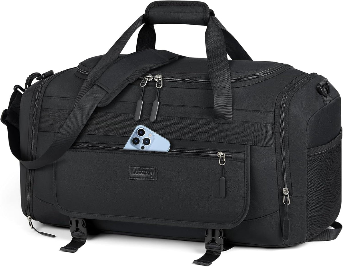Gym Bag for Men 40L Sports Duffel Bags Gym Duffle Bag Women with Shoe Compartment & Wet Pocket Water Resistant Travel Duffel Bag Lightweight Weekender Overnight Bag Gray