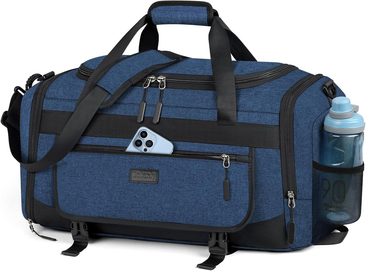 Gym Bag for Men 40L Sports Duffel Bags Gym Duffle Bag Women with Shoe Compartment & Wet Pocket Water Resistant Travel Duffel Bag Lightweight Weekender Overnight Bag Gray