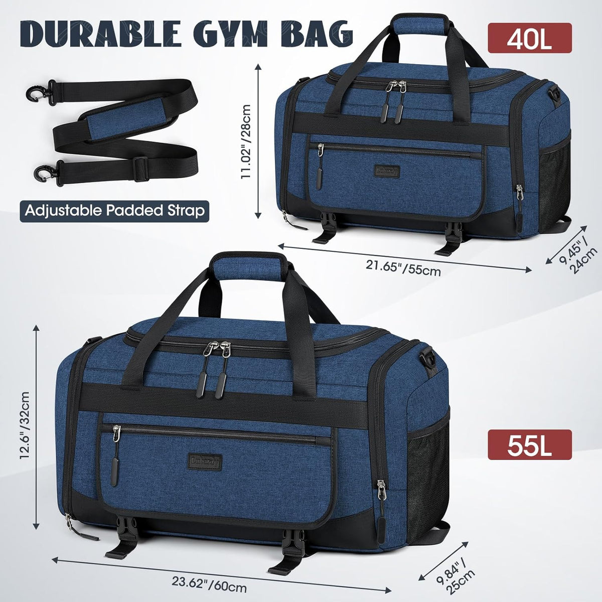 Gym Bag for Men 40L Sports Duffel Bags Gym Duffle Bag Women with Shoe Compartment & Wet Pocket Water Resistant Travel Duffel Bag Lightweight Weekender Overnight Bag Gray