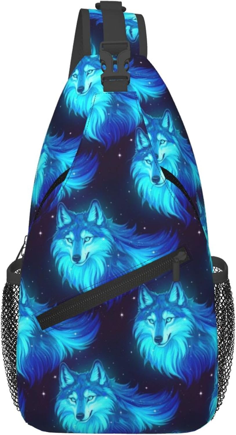 Men Women Sling Shoulder Backpack Casual Carrying Tote Case Crossbody Travel Bag, Anti-Theft Multipurpose Carry On Bag, Dolphin Lotus Crossbody Bag
