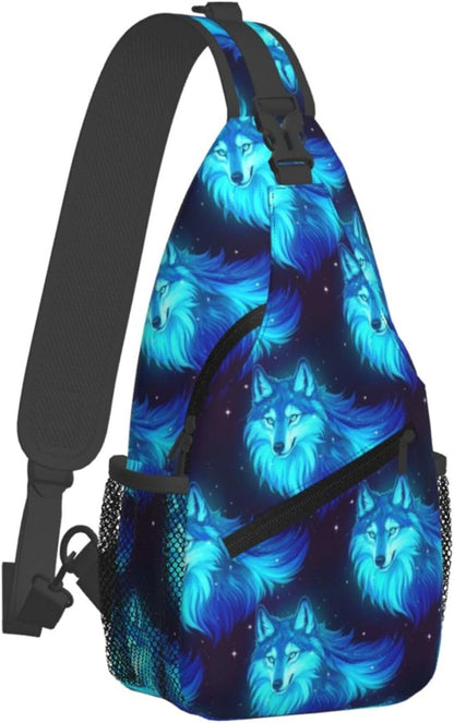 Men Women Sling Shoulder Backpack Casual Carrying Tote Case Crossbody Travel Bag, Anti-Theft Multipurpose Carry On Bag, Dolphin Lotus Crossbody Bag