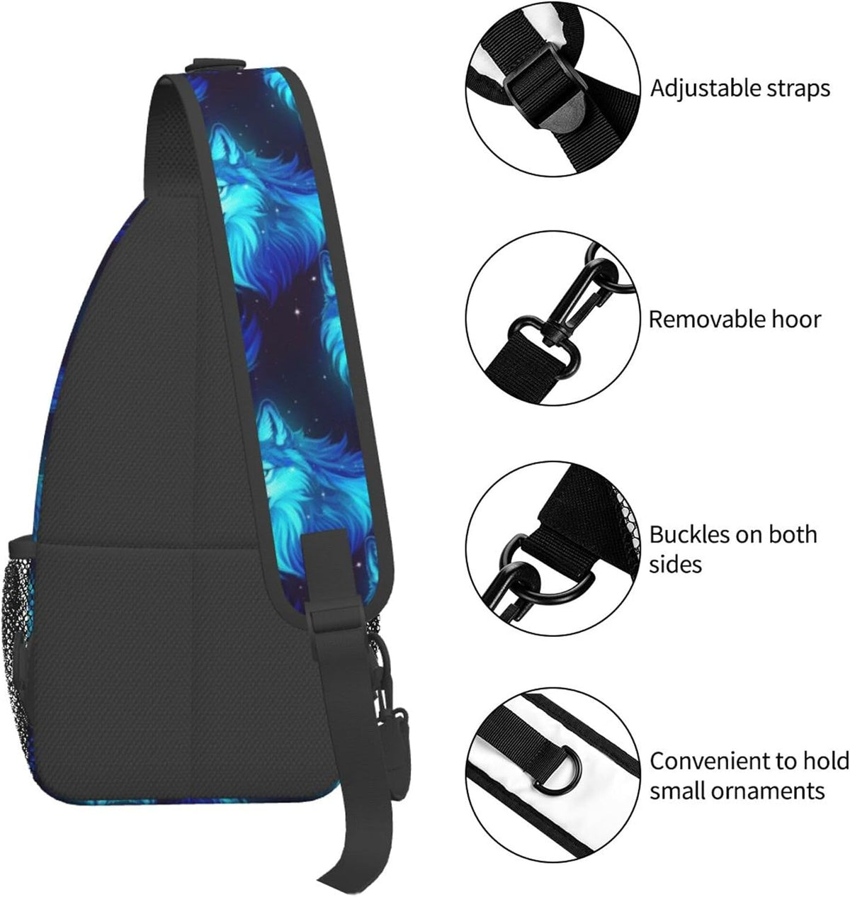Men Women Sling Shoulder Backpack Casual Carrying Tote Case Crossbody Travel Bag, Anti-Theft Multipurpose Carry On Bag, Dolphin Lotus Crossbody Bag