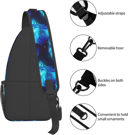 Men Women Sling Shoulder Backpack Casual Carrying Tote Case Crossbody Travel Bag, Anti-Theft Multipurpose Carry On Bag, Dolphin Lotus Crossbody Bag