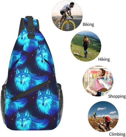 Men Women Sling Shoulder Backpack Casual Carrying Tote Case Crossbody Travel Bag, Anti-Theft Multipurpose Carry On Bag, Dolphin Lotus Crossbody Bag