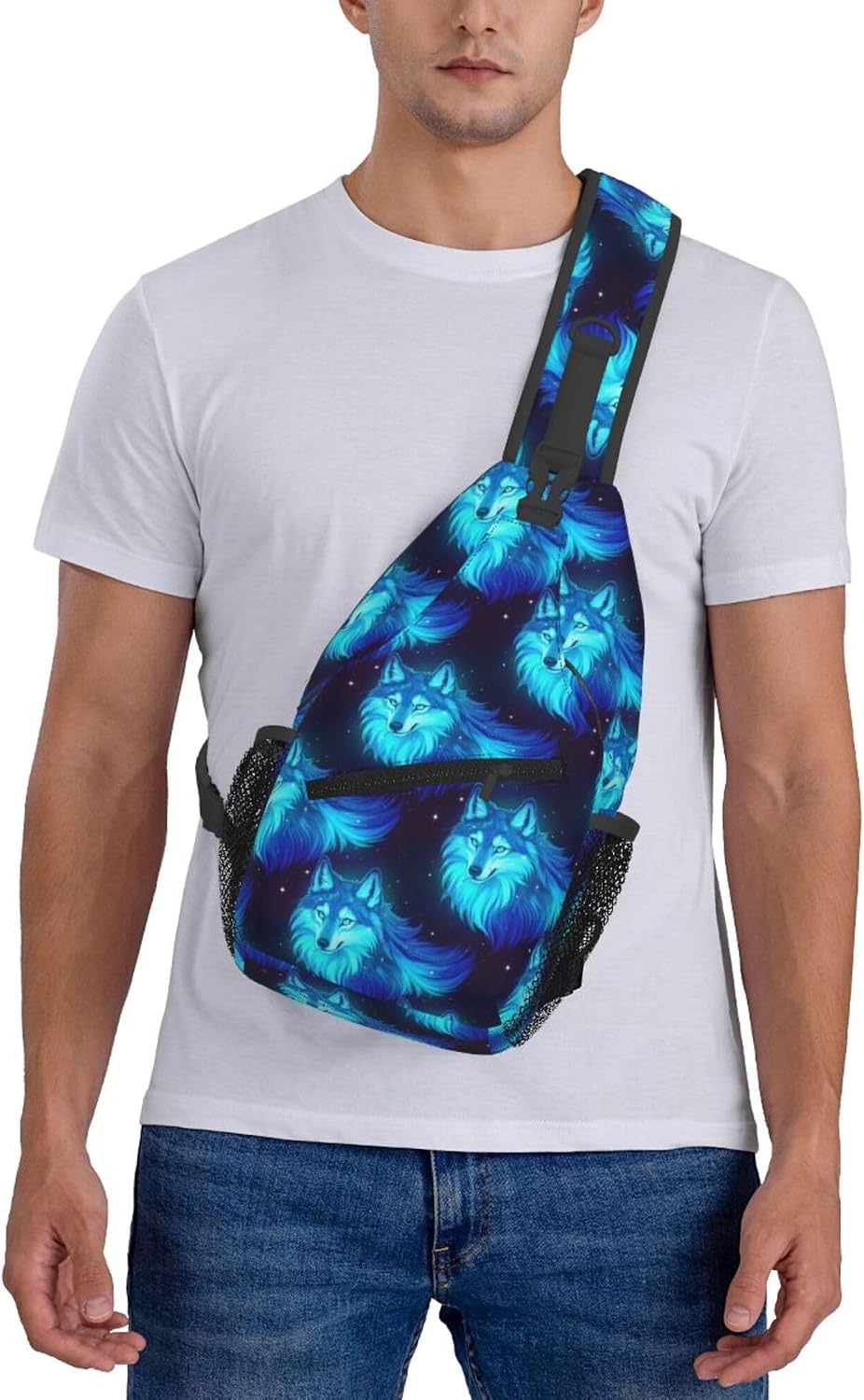 Men Women Sling Shoulder Backpack Casual Carrying Tote Case Crossbody Travel Bag, Anti-Theft Multipurpose Carry On Bag, Dolphin Lotus Crossbody Bag