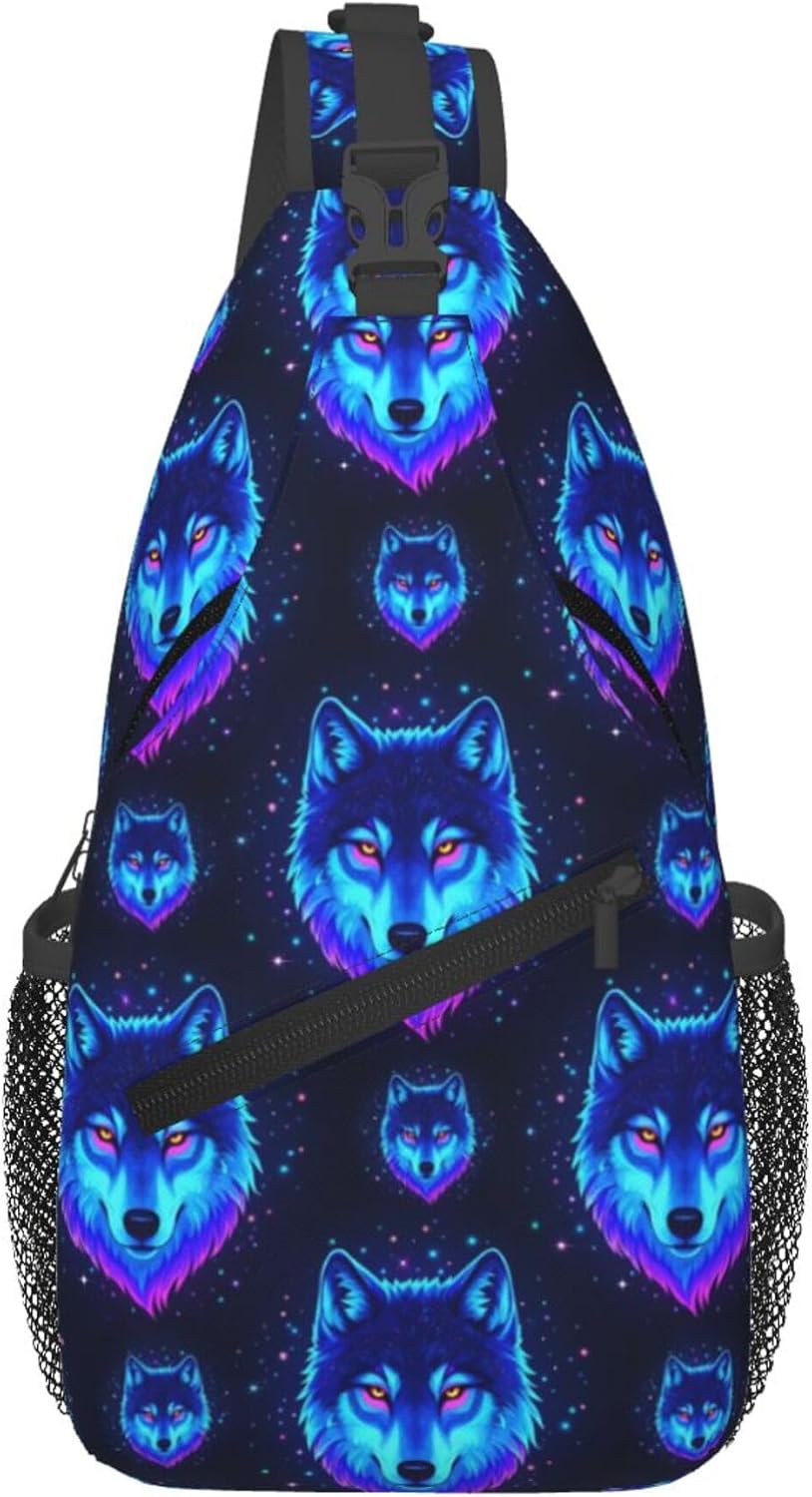 Men Women Sling Shoulder Backpack Casual Carrying Tote Case Crossbody Travel Bag, Anti-Theft Multipurpose Carry On Bag, Dolphin Lotus Crossbody Bag