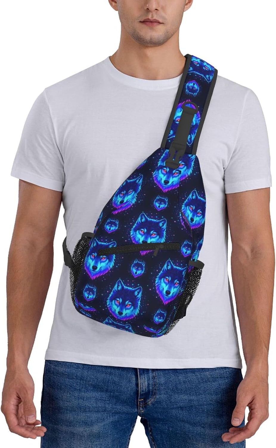 Men Women Sling Shoulder Backpack Casual Carrying Tote Case Crossbody Travel Bag, Anti-Theft Multipurpose Carry On Bag, Dolphin Lotus Crossbody Bag