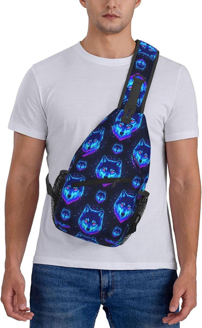 Men Women Sling Shoulder Backpack Casual Carrying Tote Case Crossbody Travel Bag, Anti-Theft Multipurpose Carry On Bag, Dolphin Lotus Crossbody Bag