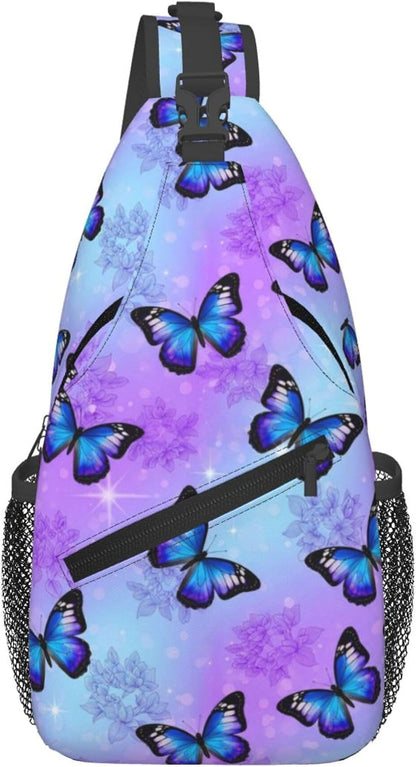Men Women Sling Shoulder Backpack Casual Carrying Tote Case Crossbody Travel Bag, Anti-Theft Multipurpose Carry On Bag, Dolphin Lotus Crossbody Bag
