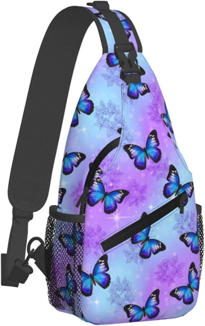 Men Women Sling Shoulder Backpack Casual Carrying Tote Case Crossbody Travel Bag, Anti-Theft Multipurpose Carry On Bag, Dolphin Lotus Crossbody Bag