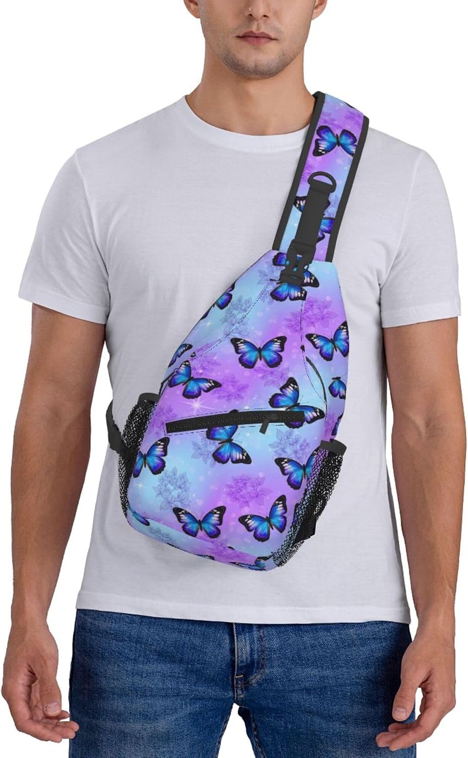 Men Women Sling Shoulder Backpack Casual Carrying Tote Case Crossbody Travel Bag, Anti-Theft Multipurpose Carry On Bag, Dolphin Lotus Crossbody Bag