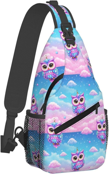 Men Women Sling Shoulder Backpack Casual Carrying Tote Case Crossbody Travel Bag, Anti-Theft Multipurpose Carry On Bag, Dolphin Lotus Crossbody Bag