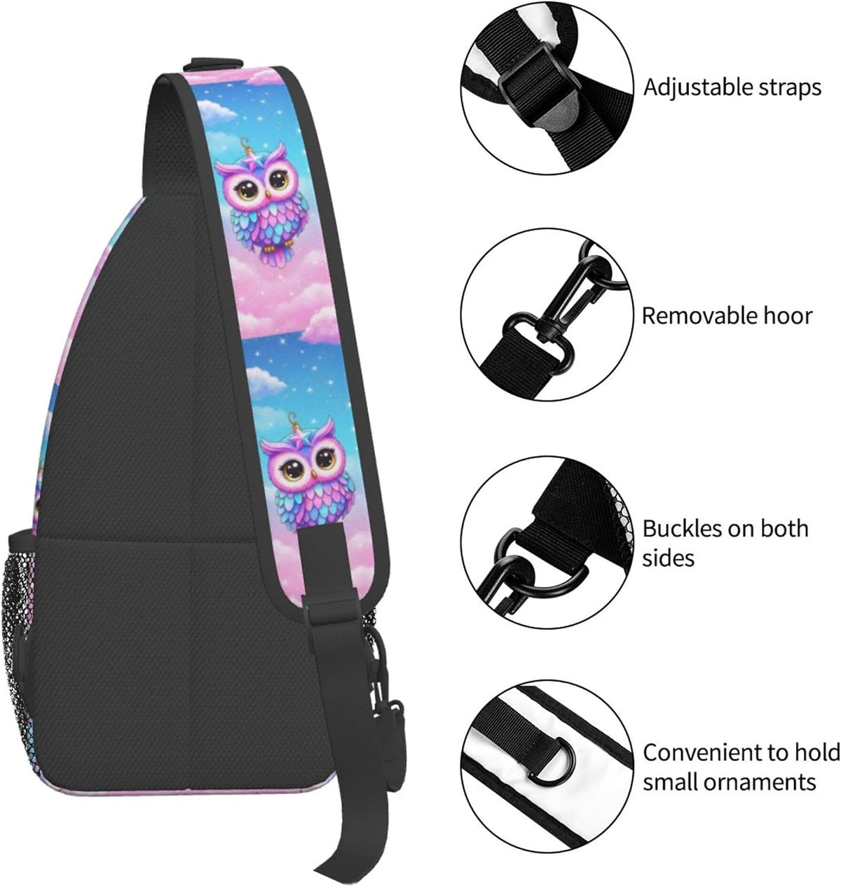 Men Women Sling Shoulder Backpack Casual Carrying Tote Case Crossbody Travel Bag, Anti-Theft Multipurpose Carry On Bag, Dolphin Lotus Crossbody Bag