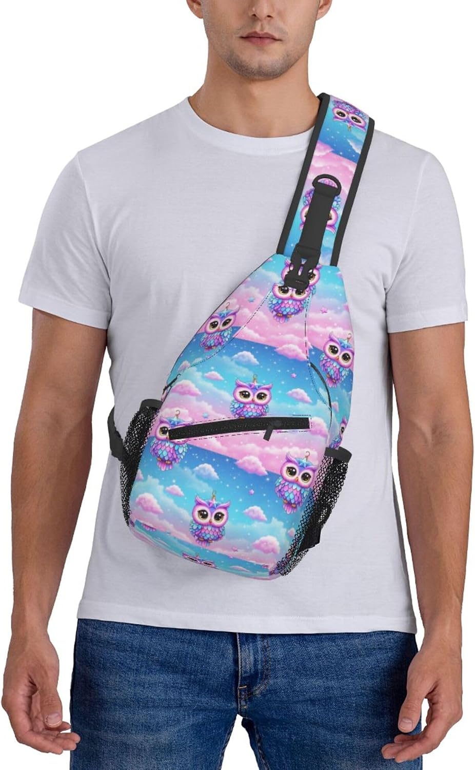 Men Women Sling Shoulder Backpack Casual Carrying Tote Case Crossbody Travel Bag, Anti-Theft Multipurpose Carry On Bag, Dolphin Lotus Crossbody Bag