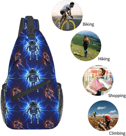 Men Women Sling Shoulder Backpack Casual Carrying Tote Case Crossbody Travel Bag, Anti-Theft Multipurpose Carry On Bag, Dolphin Lotus Crossbody Bag