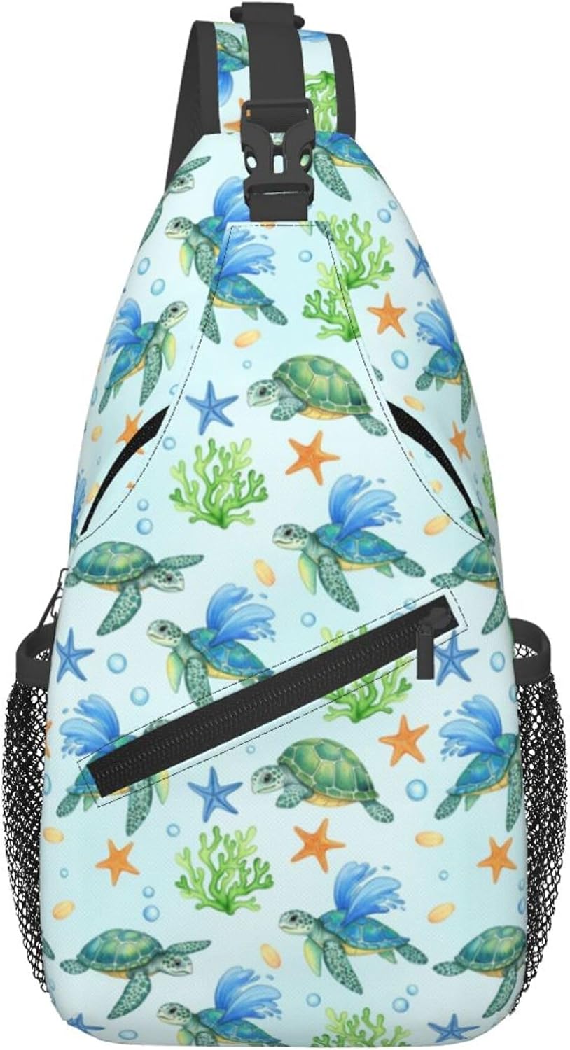 Men Women Sling Shoulder Backpack Casual Carrying Tote Case Crossbody Travel Bag, Anti-Theft Multipurpose Carry On Bag, Dolphin Lotus Crossbody Bag
