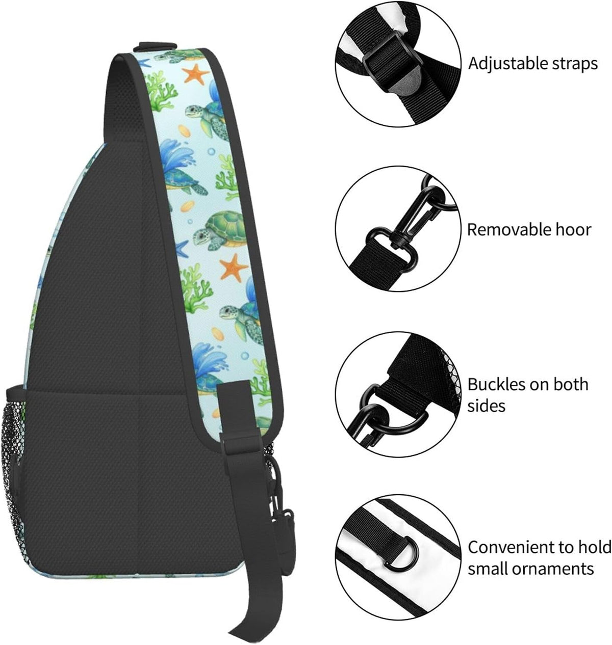 Men Women Sling Shoulder Backpack Casual Carrying Tote Case Crossbody Travel Bag, Anti-Theft Multipurpose Carry On Bag, Dolphin Lotus Crossbody Bag