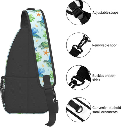 Men Women Sling Shoulder Backpack Casual Carrying Tote Case Crossbody Travel Bag, Anti-Theft Multipurpose Carry On Bag, Dolphin Lotus Crossbody Bag