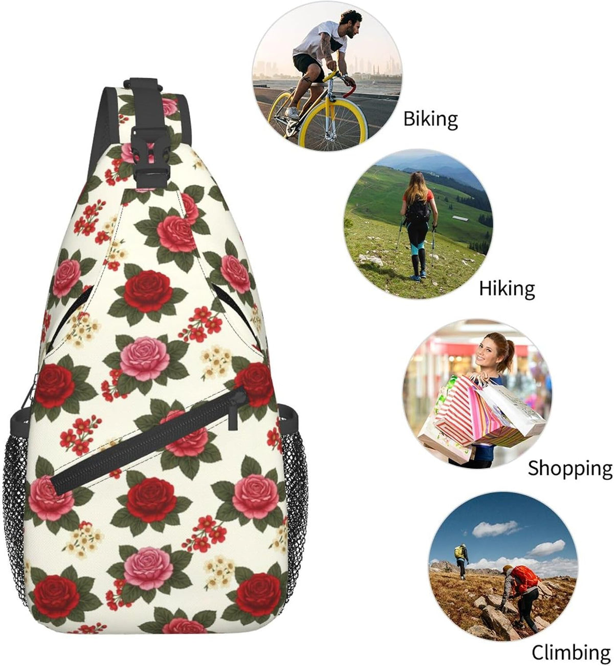 Men Women Sling Shoulder Backpack Casual Carrying Tote Case Crossbody Travel Bag, Anti-Theft Multipurpose Carry On Bag, Dolphin Lotus Crossbody Bag