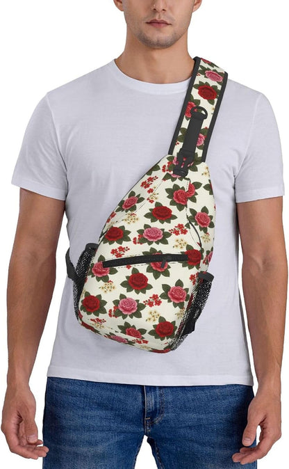 Men Women Sling Shoulder Backpack Casual Carrying Tote Case Crossbody Travel Bag, Anti-Theft Multipurpose Carry On Bag, Dolphin Lotus Crossbody Bag