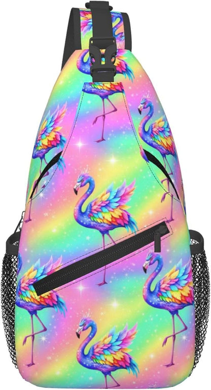 Men Women Sling Shoulder Backpack Casual Carrying Tote Case Crossbody Travel Bag, Anti-Theft Multipurpose Carry On Bag, Dolphin Lotus Crossbody Bag