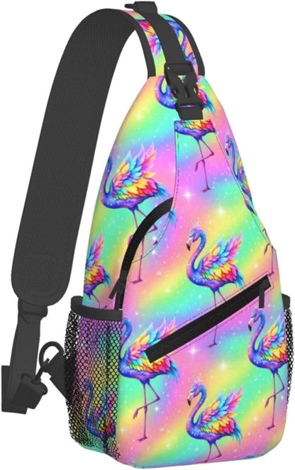 Men Women Sling Shoulder Backpack Casual Carrying Tote Case Crossbody Travel Bag, Anti-Theft Multipurpose Carry On Bag, Dolphin Lotus Crossbody Bag