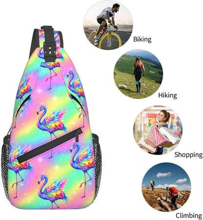 Men Women Sling Shoulder Backpack Casual Carrying Tote Case Crossbody Travel Bag, Anti-Theft Multipurpose Carry On Bag, Dolphin Lotus Crossbody Bag
