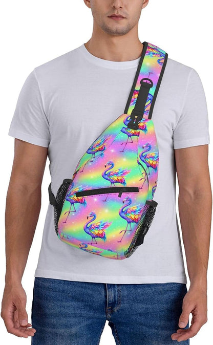 Men Women Sling Shoulder Backpack Casual Carrying Tote Case Crossbody Travel Bag, Anti-Theft Multipurpose Carry On Bag, Dolphin Lotus Crossbody Bag