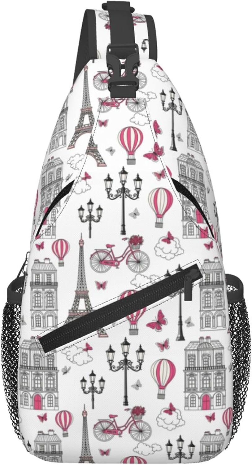 Men Women Sling Shoulder Backpack Casual Carrying Tote Case Crossbody Travel Bag, Anti-Theft Multipurpose Carry On Bag, Dolphin Lotus Crossbody Bag
