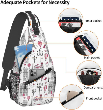 Men Women Sling Shoulder Backpack Casual Carrying Tote Case Crossbody Travel Bag, Anti-Theft Multipurpose Carry On Bag, Dolphin Lotus Crossbody Bag