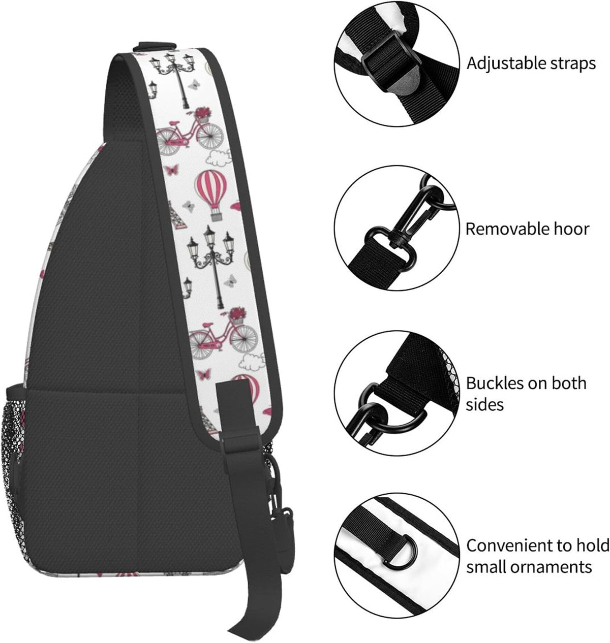 Men Women Sling Shoulder Backpack Casual Carrying Tote Case Crossbody Travel Bag, Anti-Theft Multipurpose Carry On Bag, Dolphin Lotus Crossbody Bag