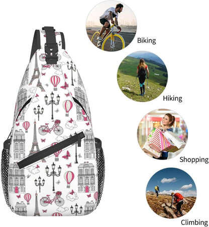 Men Women Sling Shoulder Backpack Casual Carrying Tote Case Crossbody Travel Bag, Anti-Theft Multipurpose Carry On Bag, Dolphin Lotus Crossbody Bag