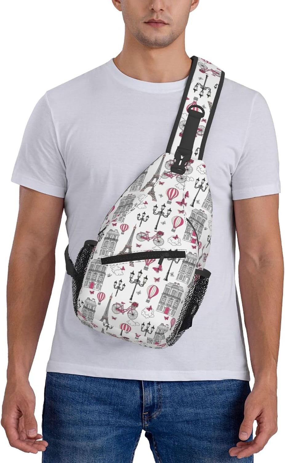 Men Women Sling Shoulder Backpack Casual Carrying Tote Case Crossbody Travel Bag, Anti-Theft Multipurpose Carry On Bag, Dolphin Lotus Crossbody Bag