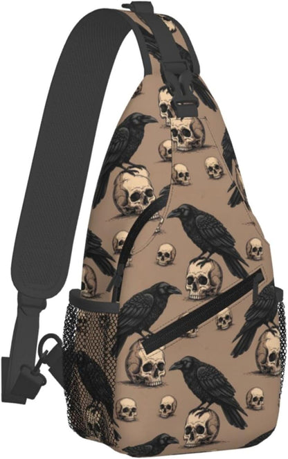 Men Women Sling Shoulder Backpack Casual Carrying Tote Case Crossbody Travel Bag, Anti-Theft Multipurpose Carry On Bag, Dolphin Lotus Crossbody Bag