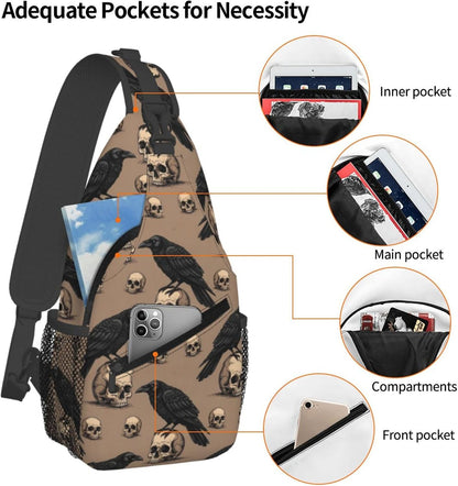 Men Women Sling Shoulder Backpack Casual Carrying Tote Case Crossbody Travel Bag, Anti-Theft Multipurpose Carry On Bag, Dolphin Lotus Crossbody Bag